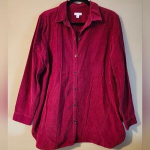 J.Jill Burgundy Corduroy Tunic Shirt